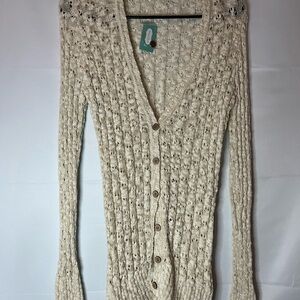Maurices Cream Knit Button-Up Cardigan
